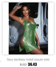Sexy Backless y2k Metal Party Summer Dress Women Beach Night club Mini slip dress Glitter Sequin ladies Dresses Vestidos HL ALODIA STORE