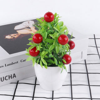 Artificial Plant Bonsai Orange Pomegranate Fruit Tree Window Sill Decoration Plastic Garden Fake Plant Potted Home Decoration ALODIA STORE