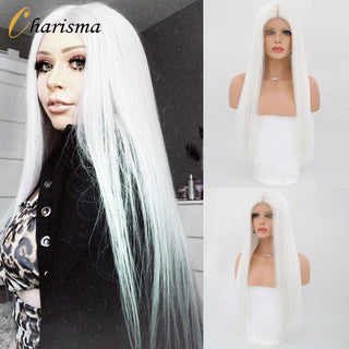 Charisma Blonde Wig Synthetic Lace Front Wig for Women Long Silky Straight Hair Natural Hairline Side Part Cosplay Wigs ALODIA STORE