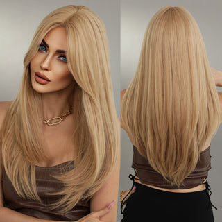 7JHH WIGS Long Wavy Wig for Woemn Natural Curly Hair Wig Synthetic Hair for Women Daily Cosplay Heat Resistant Fiber Wigs Blonde ALODIA STORE