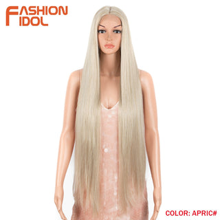 38 inch Straight Hair Synthetic Lace Front Wigs For Women High Temperature Fiber Ombre Blonde Highlight Cosplay Wig FASHION IDOL ALODIA STORE