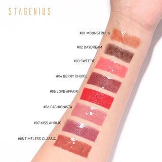 STAGENIUS Lipgloss Waterproof Long-lasting 8 Shades Mirro Glass Non Stick Shimmer Glitter Gloss Lip Tint Makeup ALODIA STORE