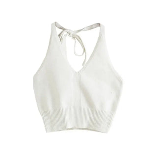 Summer Tank Top V Neck Tops Women CropTop Knitting Beach Cropped Sexy Fashion Clothes Women Camisole Streetwear ALODIA STORE