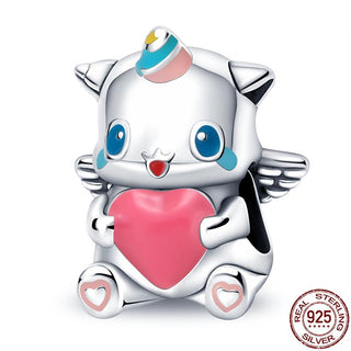 925 Sterling Silver Heart Shaped Charm Bead Fits Original Pandora Bracelet Necklace Women Chameleon Pendant DIY Fine Jewelry Hot ALODIA STORE