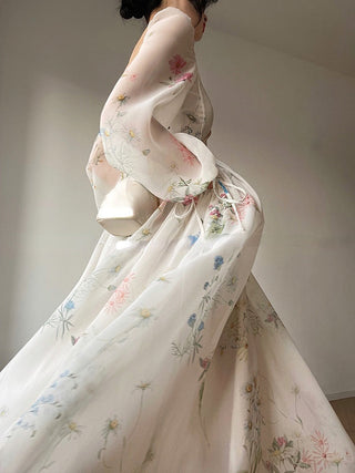French Elegant Floral Midi dress ALODIA STORE