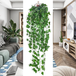 90CM Artificial Green Plant Hanging Ivy Leaf Seaweed Radish Artificial Flower Grapevine Home Garden Wall Fence Party Decoration ALODIA STORE