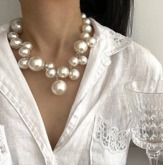 Bead Pearls Necklace Collarbone Chain Women's Elegant Pendant Necklace Bride Jewelry ALODIA STORE