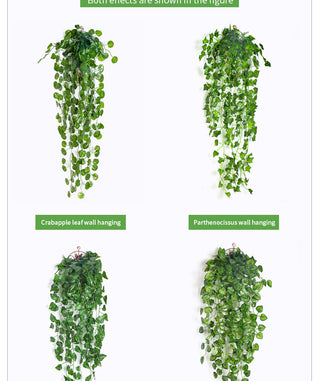 90CM Artificial Green Plant Hanging Ivy Leaf Seaweed Radish Artificial Flower Grapevine Home Garden Wall Fence Party Decoration ALODIA STORE