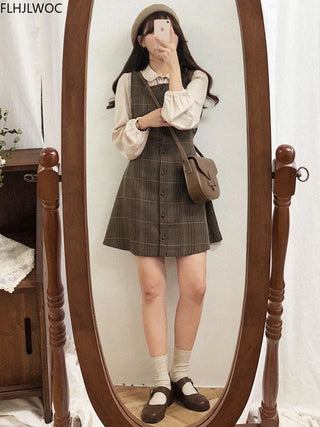 Plaid Button Shirt Dress ALODIA STORE