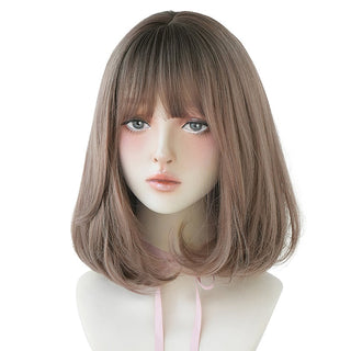 7JHH WIGS Short Bob Straight Ombre Blonde Wigs With Bang For Girl Black Female Synthetic Shoulder Length Crochet Hair Ginger Wig ALODIA STORE