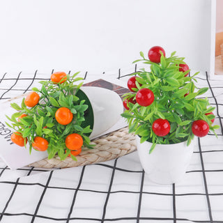 Artificial Plant Bonsai Orange Pomegranate Fruit Tree Window Sill Decoration Plastic Garden Fake Plant Potted Home Decoration ALODIA STORE