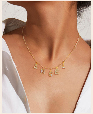 Custom Personalized Name Necklace for Women, Initial Letter Pendant Zircon Necklace, Stainless Steel Wholesale Jewelry ALODIA STORE