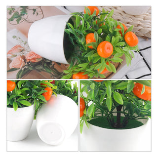 Artificial Plant Bonsai Orange Pomegranate Fruit Tree Window Sill Decoration Plastic Garden Fake Plant Potted Home Decoration ALODIA STORE