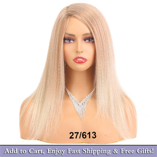 14" Black Kinky Straight Wig Female Natural Hair Woman Wigs Blonde/Brown/Red Yaki Synthetic Wig High Quality For Black Women ALODIA STORE