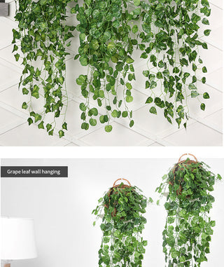 90CM Artificial Green Plant Hanging Ivy Leaf Seaweed Radish Artificial Flower Grapevine Home Garden Wall Fence Party Decoration ALODIA STORE