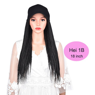 Box Braids Baseball Cap Wig 24inch Long Synthetic Braid Wigs Hat with Braiding Hair Extensions For Black Women Adjustable Size ALODIA STORE