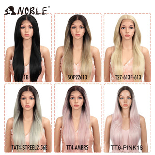 Noble Synthetic Lace Front Wig Long straight Hair 28 Inch Natural Wig Ombre Blonde Wig Heat Resistant Fiber Wigs For Black Women ALODIA STORE