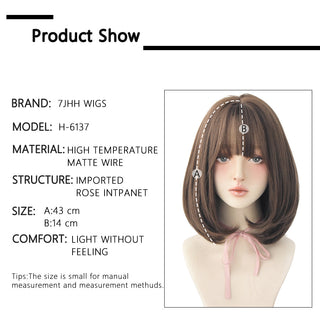 7JHH WIGS Short Bob Straight Ombre Blonde Wigs With Bang For Girl Black Female Synthetic Shoulder Length Crochet Hair Ginger Wig ALODIA STORE
