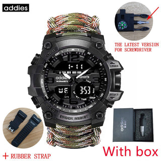 ADDIES Men Military Outdoor Watch Compass Multifunctional Waterproof Quartz Watch LED Digital Watch relogio masculino ALODIA STORE