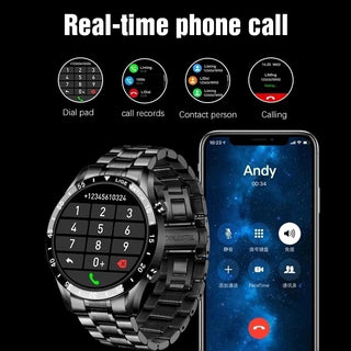 LIGE 2022 Full Circle Touch Screen Steel Band Luxury Bluetooth Call Men Smart Watch Waterproof Sport Activity Fitness Watch+Box ALODIA STORE