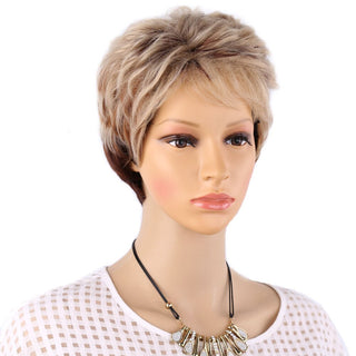 Amir Synthetic Brown Wig Short blonde Wigs Natural Wave Haircut Puffy Straight Hair Wigs for American Africa Women ALODIA STORE