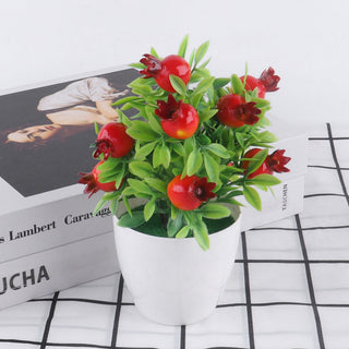 Artificial Plant Bonsai Orange Pomegranate Fruit Tree Window Sill Decoration Plastic Garden Fake Plant Potted Home Decoration ALODIA STORE