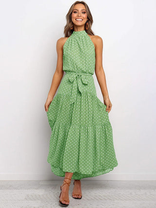 Summer Long Dress Polka Dot Casual Dresses Black Sexy Halter Strapless New 2023 ALODIA STORE