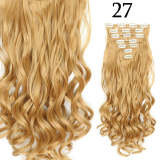 24Inchs 16 Clips in Hair Extensions Long Straight Hairstyle Synthetic Blonde Black Hairpieces Heat Resistant False Hair ALODIA STORE