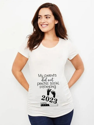 Baby Loading 2023 Women Printed Pregnant T Shirt Girl Maternity Short Sleeve Pregnancy Announcement Shirt New Mom Clothes ALODIA STORE