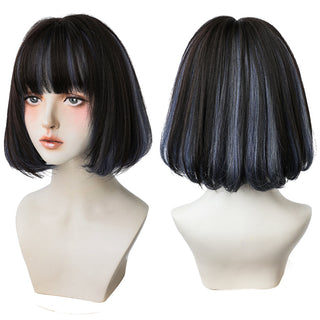7JHH WIGS Short Bob Straight Ombre Blonde Wigs With Bang For Girl Black Female Synthetic Shoulder Length Crochet Hair Ginger Wig ALODIA STORE