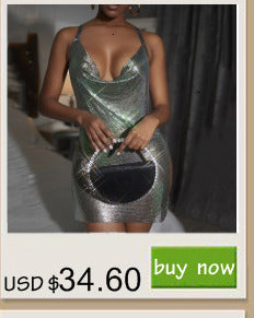 Sexy Backless y2k Metal Party Summer Dress Women Beach Night club Mini slip dress Glitter Sequin ladies Dresses Vestidos HL ALODIA STORE