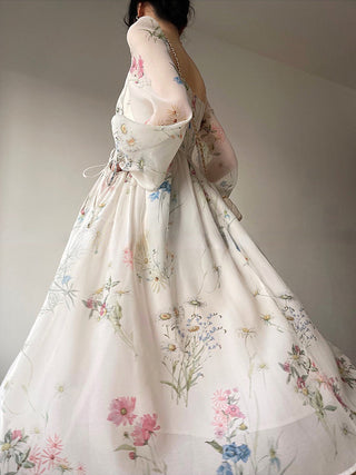 French Elegant Floral Midi dress ALODIA STORE