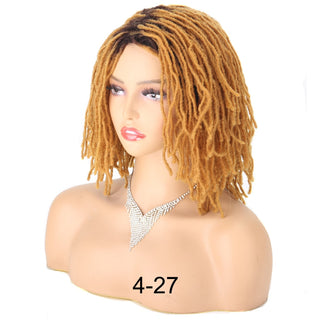 Braided Wig 10inch Synthetic Hair Short Bob Wig for Women Black Blonde Red Dreadlock Goddess Faux Nu Locs Curly Twist Wig Female ALODIA STORE