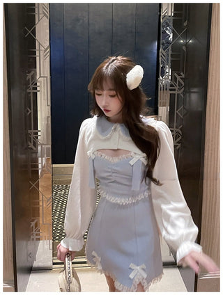 Lolita Dress Women Bow Pink Kawaii Party Mini lace Princess  Dresse Winter 2024 ALODIA STORE