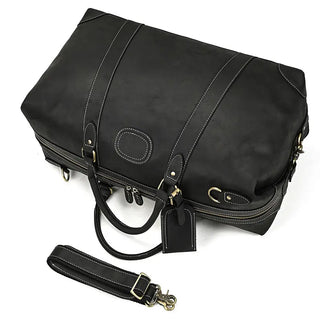 100% Genuine Crazy Horse Leather Men Travel Bags With Rivet Big HandBag For Male Cowhide Duffel Bag Mans Travelling Bag luxury ALODIA STORE