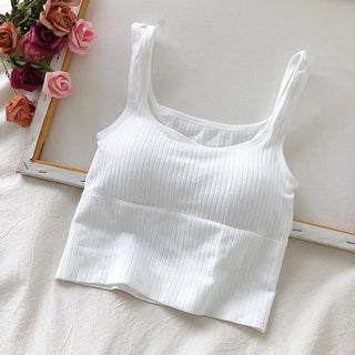 Summer Y2k Top Women Basic Streetwear CropTops Solid Color Casual Tank Top Woman Slim Elasticity TShirt Backless Camisole Female ALODIA STORE
