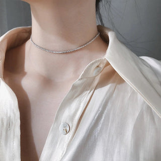 2022 Popular Silver Colour Sparkling Clavicle Chain Choker Necklace Collar For Women Fine Jewelry Wedding Party Birthday Gift ALODIA STORE