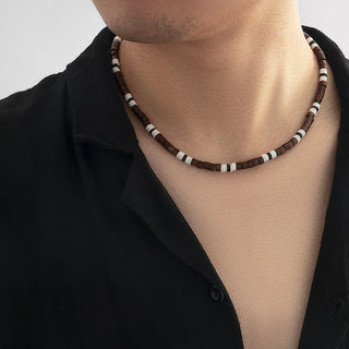 New Bohemian Style Necklace for Men Polymer Clay Pieces Spliced Wood Beads Wholesale Hot Spot Gothic Chains Jewelry Alodia Store