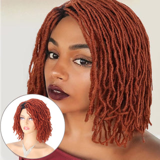 Braided Wig 10inch Synthetic Hair Short Bob Wig for Women Black Blonde Red Dreadlock Goddess Faux Nu Locs Curly Twist Wig Female ALODIA STORE
