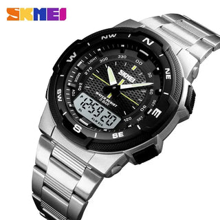 SKMEI Men Watch Fashion Quartz Sports Watches Stainless Steel Strap Men Watches Top Brand Luxury Business Waterproof Wrist Watch ALODIA STORE