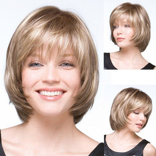 Womens Fashion Bob Wig Short Blonde Bob Wigs Black Roots Heat Resistant Synthetic Ombre Bob Hair Fancy Dress Party Wig for Women ALODIA STORE