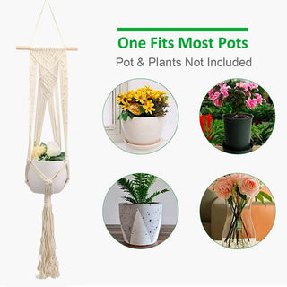 Macrame Handmade Plant Hanger Baskets Flower Pots Holder Balcony Hanging Decoration Knotted Lifting Rope Home Garden Supplies ALODIA STORE