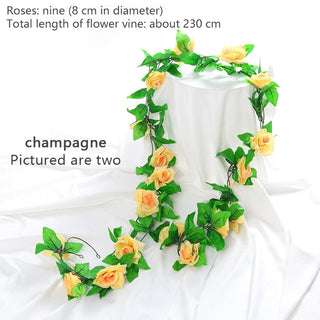 2.4M Silk Artificial Ivy Rattan Leaf Garland Plant Vine Home Wedding Bathroom Decoration Garden Festival Party Decor fake flower ALODIA STORE