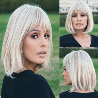 Womens Fashion Bob Wig Short Blonde Bob Wigs Black Roots Heat Resistant Synthetic Ombre Bob Hair Fancy Dress Party Wig for Women ALODIA STORE