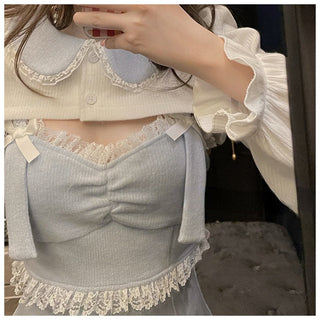 Lolita Dress Women Bow Pink Kawaii Party Mini lace Princess  Dresse Winter 2024 ALODIA STORE