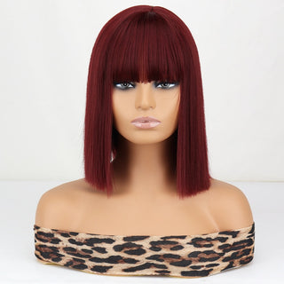WERD Short Straight Bob Wigs for Women Synthetic wig with bangsPink Lolita Wigs Black  Blue Red Cosplay Wig ALODIA STORE