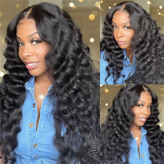 13x4 Deep Wave Lace Frontal Wigs for Women Loose Deep Wave HD Transparent Synthetic 30inch 180% Hair Deep Curly Lace Front Wig ALODIA STORE