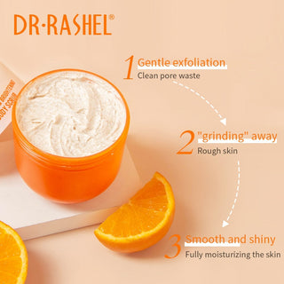 DR.RASHEL Vitamin C Exfoliating Brightening Face Body Scrub Deep Cleansing Dead Skin Removal Cream Whitening Peeling Gel 250g ALODIA STORE