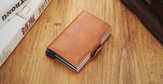 Credit Card Holder Wallet Leather Metal Aluminum ALODIA STORE
