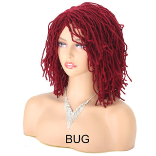 Braided Wig 10inch Synthetic Hair Short Bob Wig for Women Black Blonde Red Dreadlock Goddess Faux Nu Locs Curly Twist Wig Female ALODIA STORE